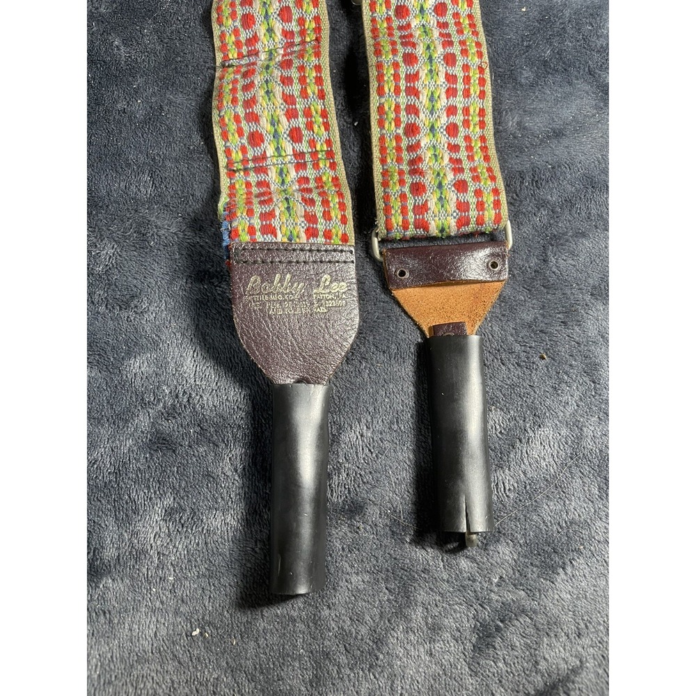 Vintage Bobby Lee 70s Wide Woven Hippie‎ Camera Guitar Neck Strap w/ Clip Covers